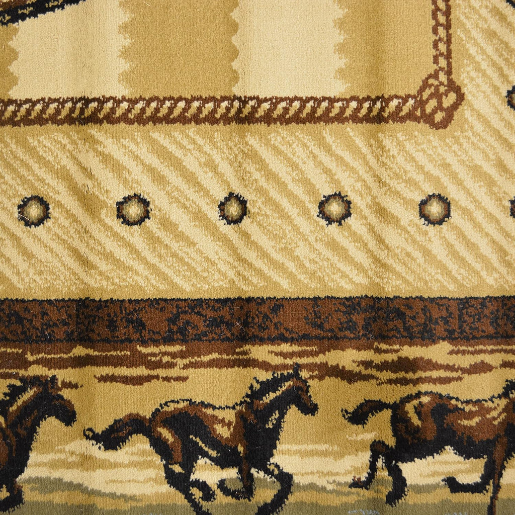 Western Horse Beige Area Rug