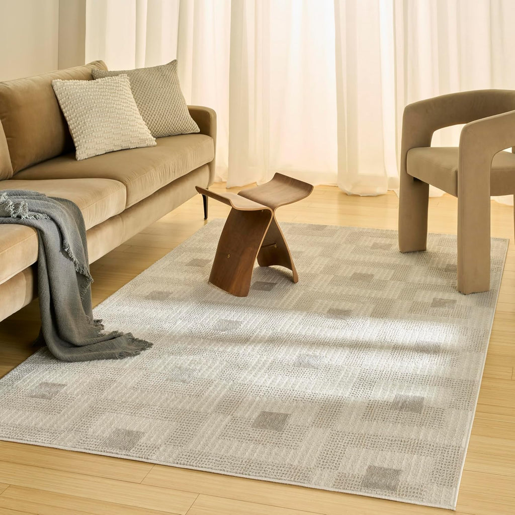 Home Nordic Ivory Beige Area Rug - Easy Clean, Non Shedding, Bed Room, Living Room, Dining Room, Kitchen (4'