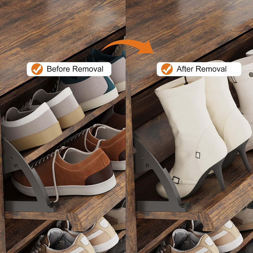 Shoe Cabinet, 6 Flip Drawers, Narrow Freestanding Shoe Organizer with Adjustable and Removable Shelves, Modern Wooden