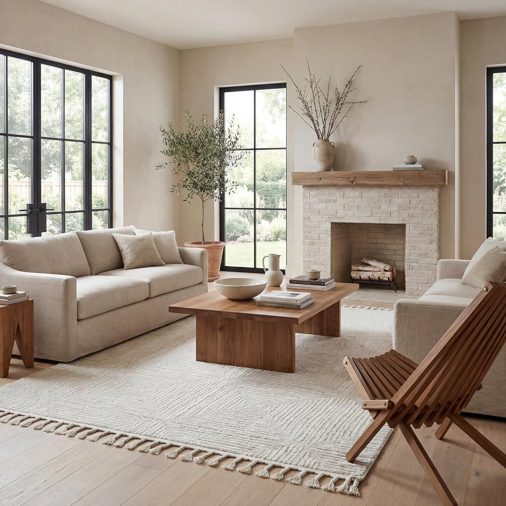 Kerry Cream, 12' x 15', Geometric, Soft and Cozy, High Traffic, Stain Resistant, Easy Clean, Durable Area Rug