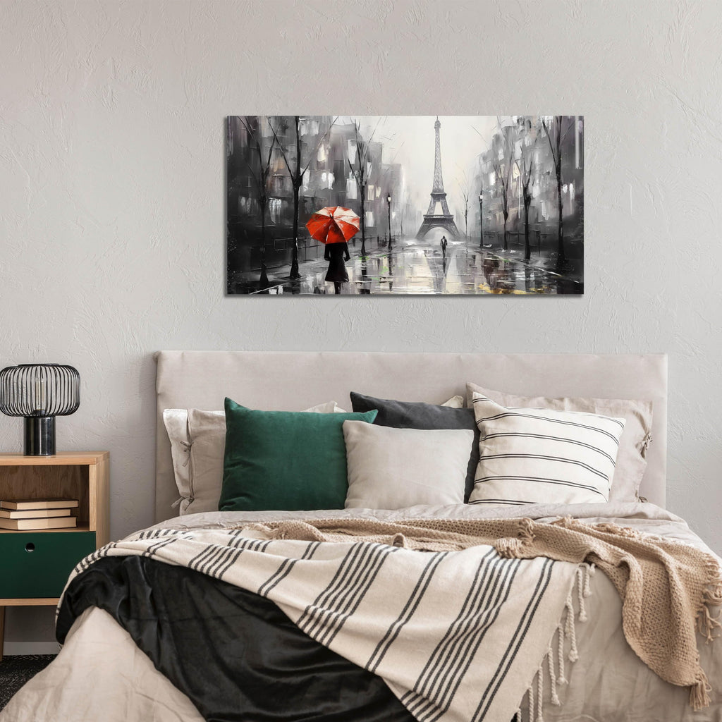 Paris Wall for Lving Room, Eiffel Tower Canvas Wall Decor, Black and White Picture Print Artwork, Size 20x40 Inches