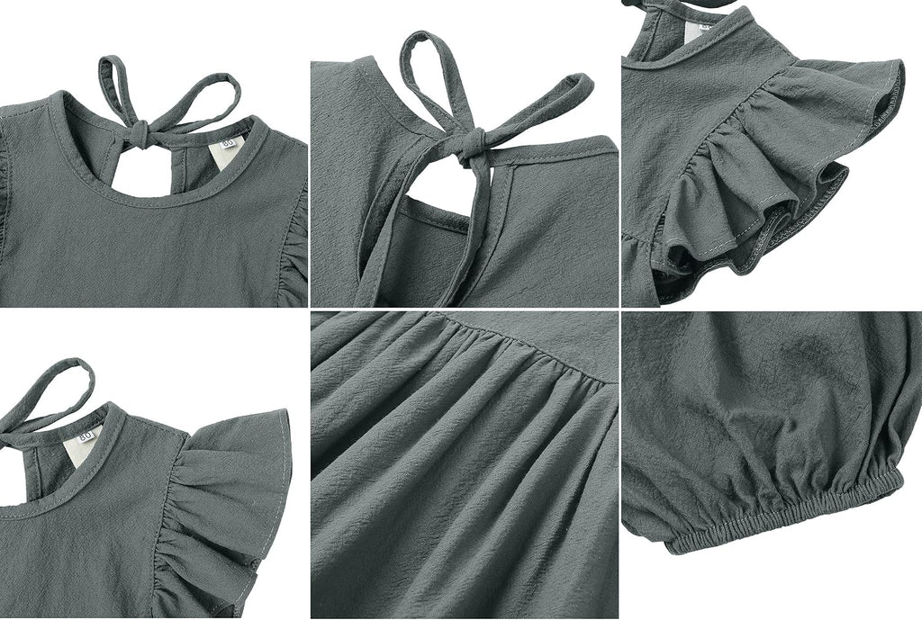 Toddler Baby Girls Summer Kids Outfit Solid Seelveless Tops Shorts Bloomers 2pc Clothes Set