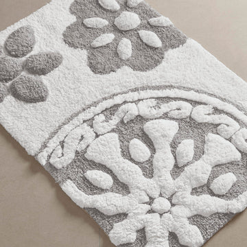 Casablanca Tufted Cotton Bath Rug Non-Slip, 20 x 30, Grey