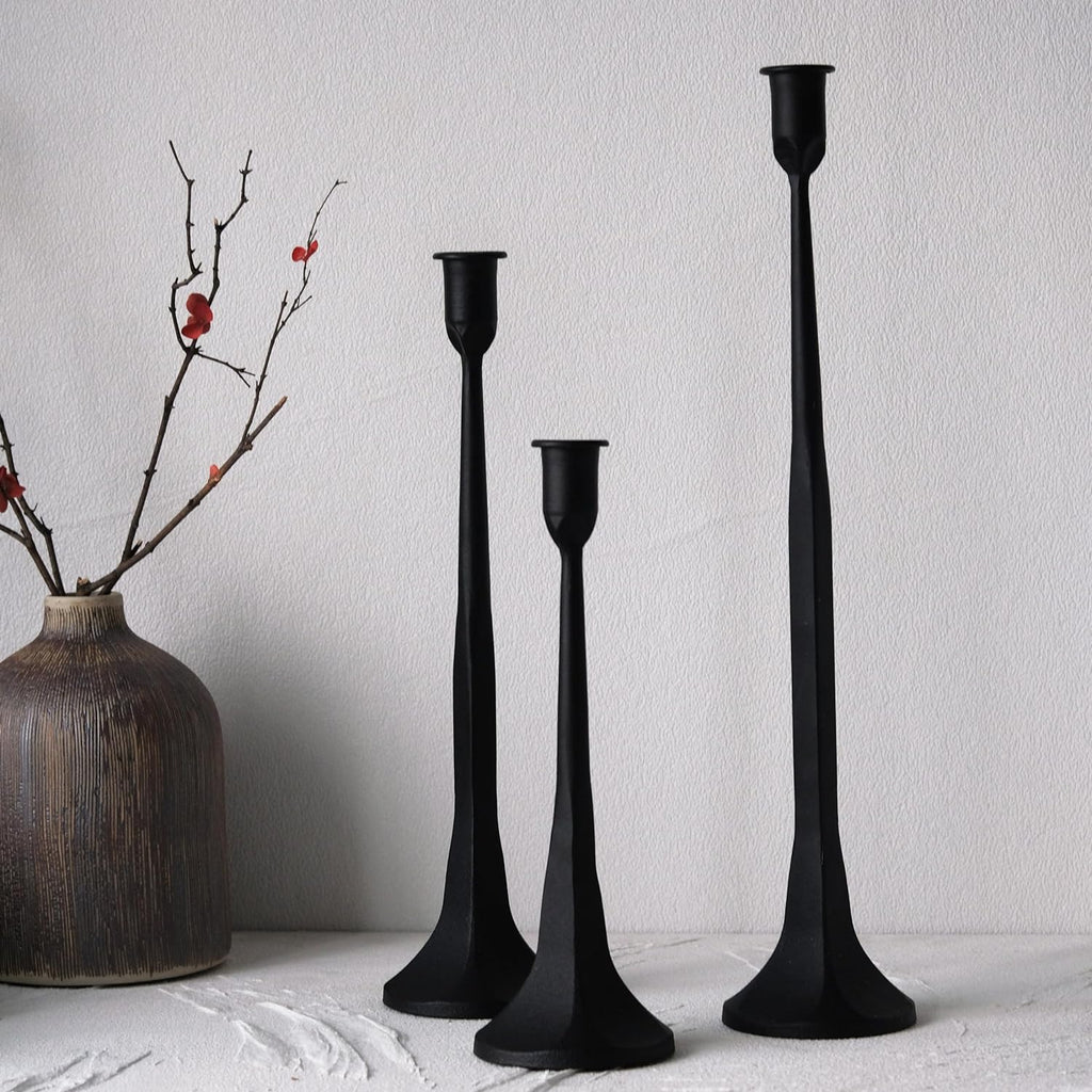 Iron Taper Candle Holder Set of 3, Black Candlestick Holders Decorative Candle Stand, Tapered Candle Holders Tall Set