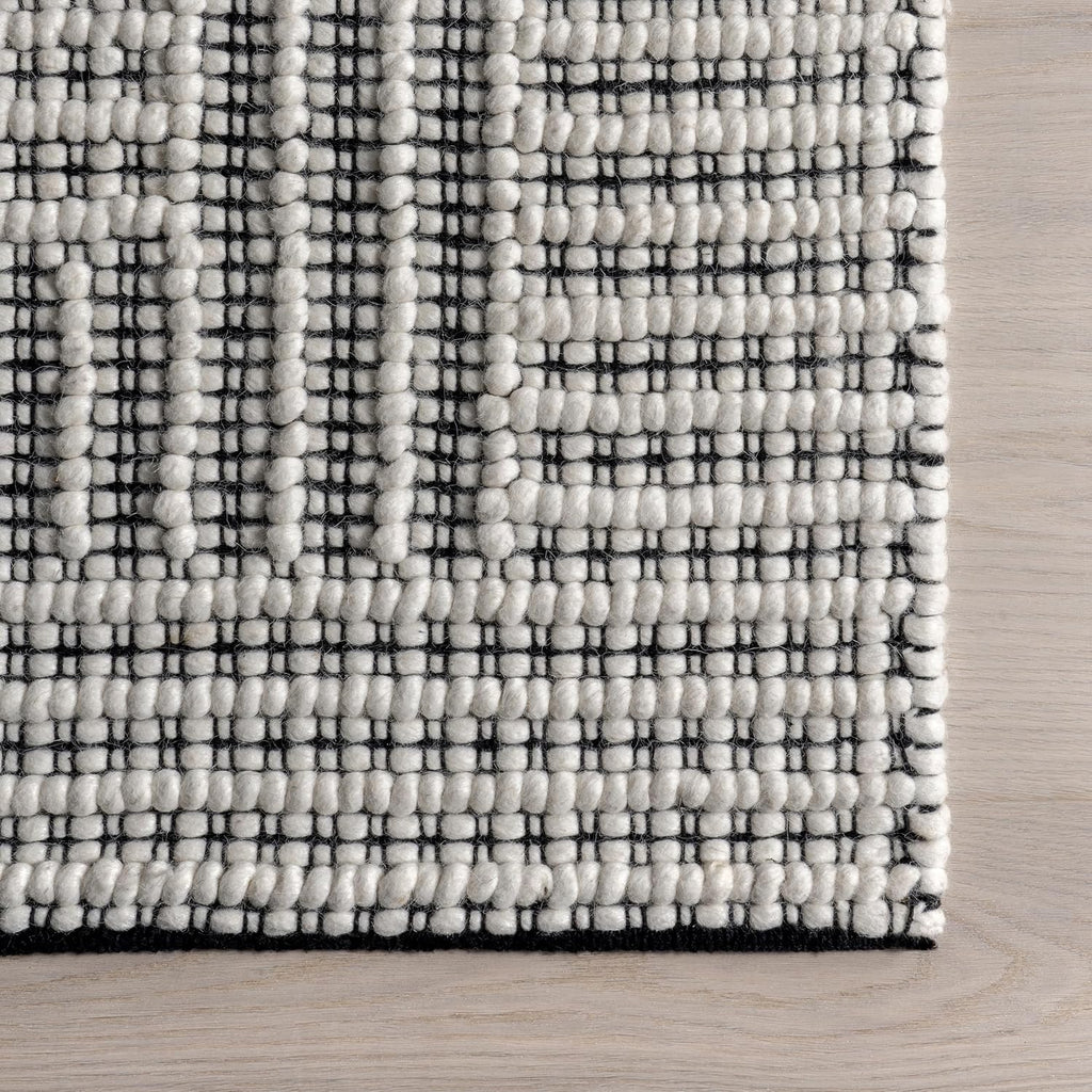 Devon Ivory Striped Hand Woven Wool Area Rug