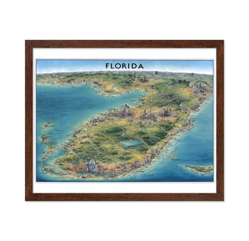 Master Vintage Florida Print - Travel Poster - Old Pictorial City Map - Gift for Men, Women, Travel Lover - Unique