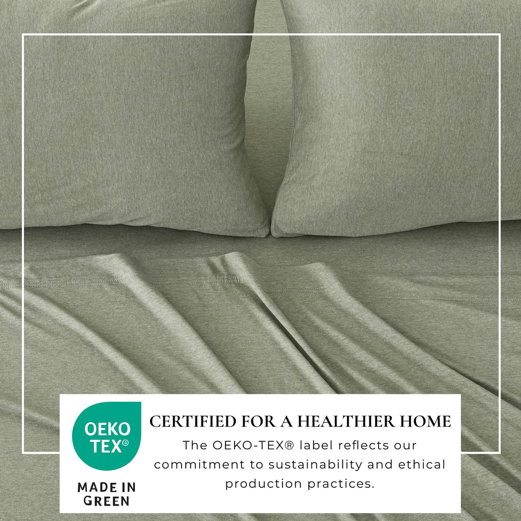 Cotton Jersey Knit Sheet Set - Ultra-Soft, Stretchy, Heathered Melange Bed Sheets - Cozy, Soft