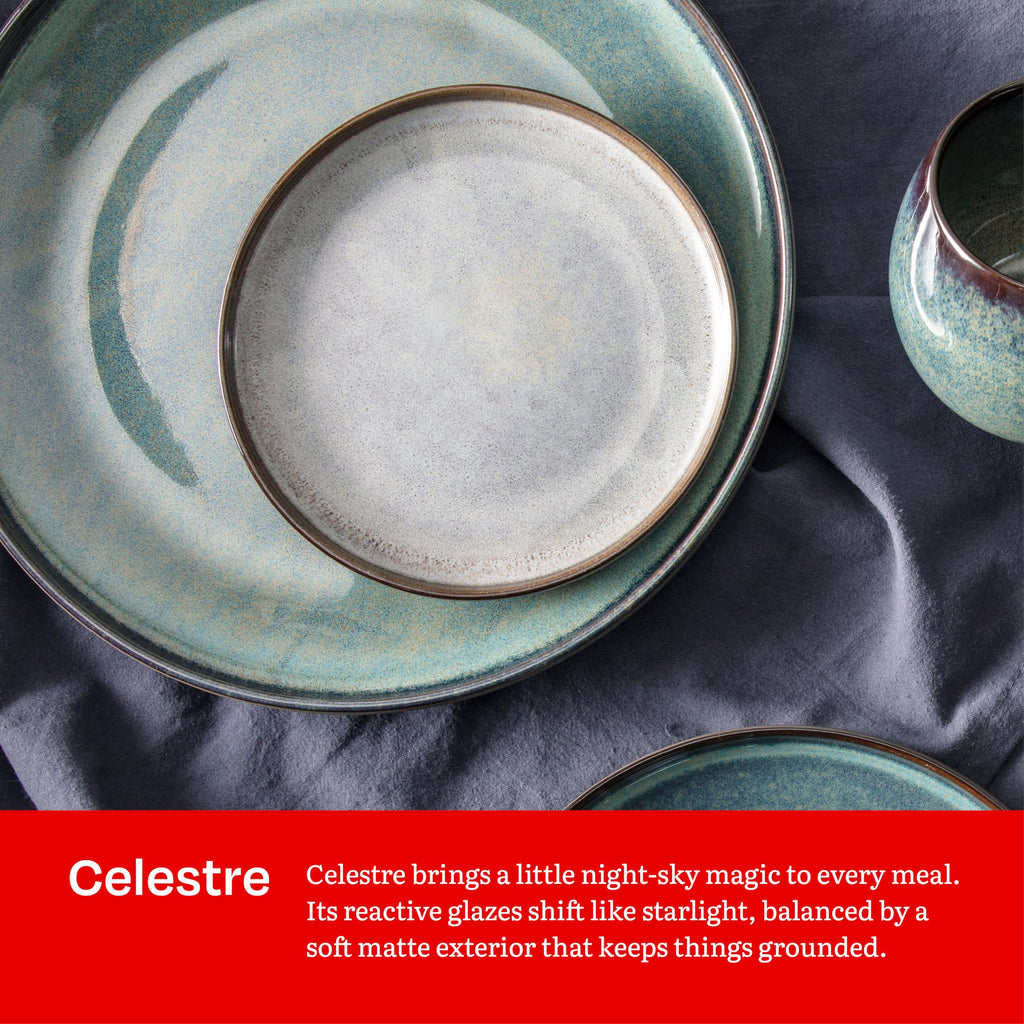 Eater x Celestre Stoneware, 16 Piece Dinnerware Set (Service for 4), Borealis Silt