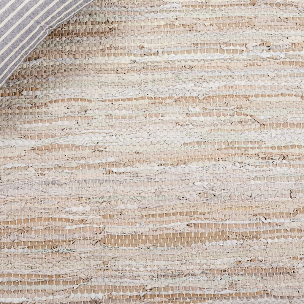 Vintage Leather Collection Area Rug - 6' Square, Beige, Handmade Leather, Ideal for High Traffic Areas (VTL105B)