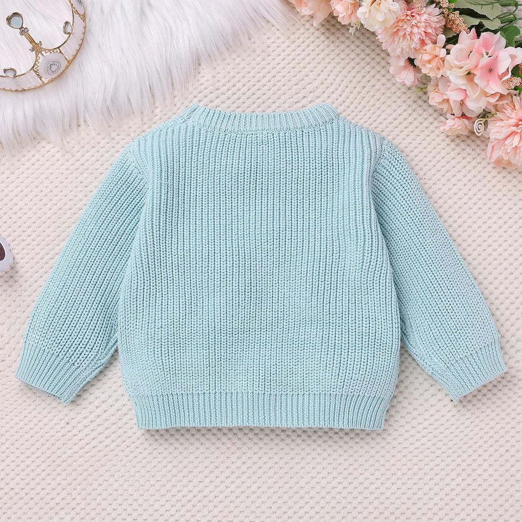 Baby Girls Boys First Birthday Outfit Fall Winter Long Sleeve Embroidery One Sweater Pullover Photoshoot Clothes