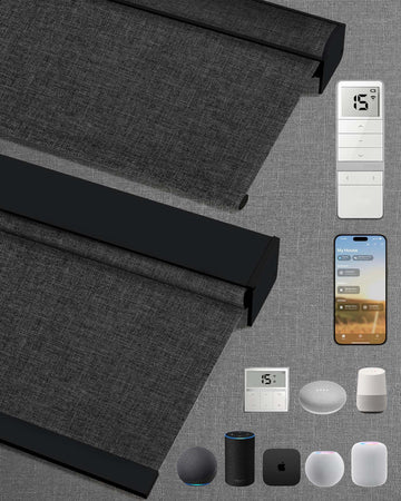 Motorized Blinds with Remote, APP, Voice Control - 100% Blackout (Mist Ash Grey)