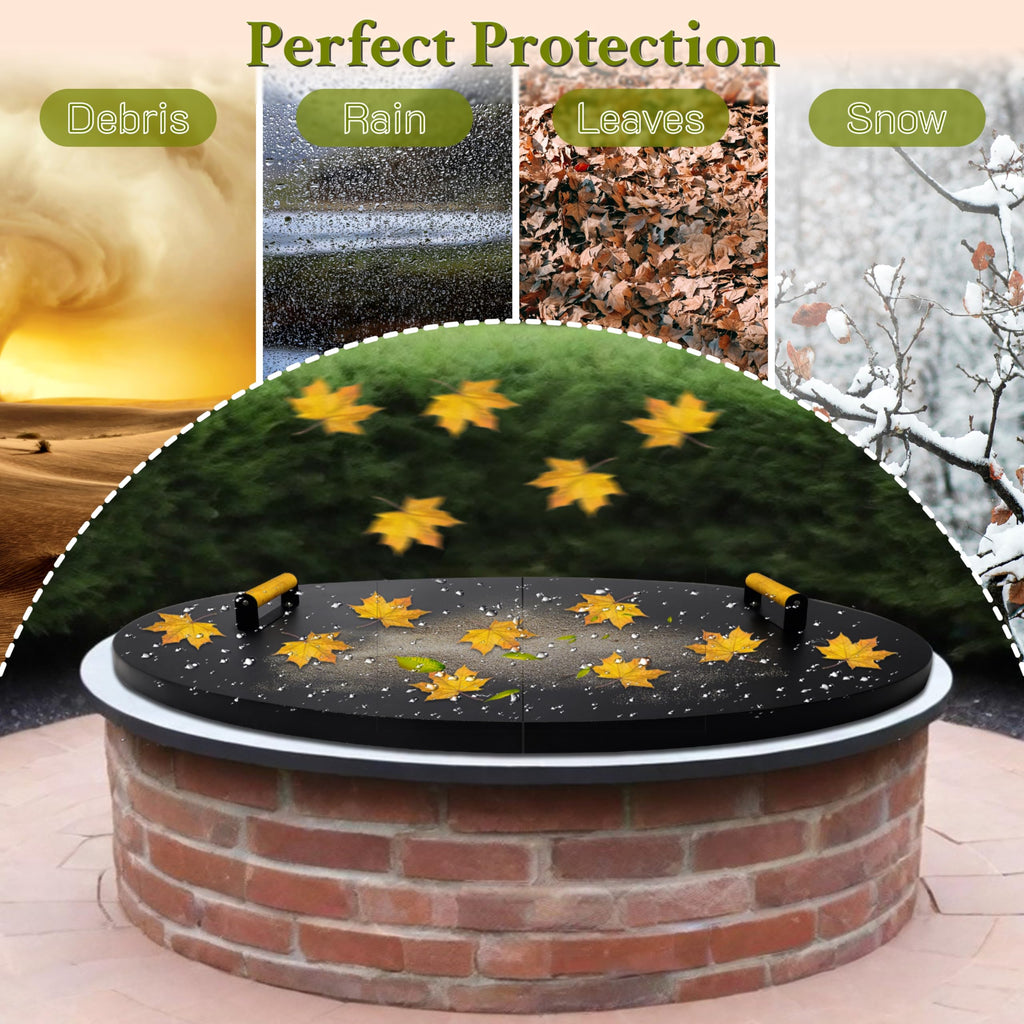 42" Round Fire Pit Lid - Heat Resistant Fire Pit Cover Lid