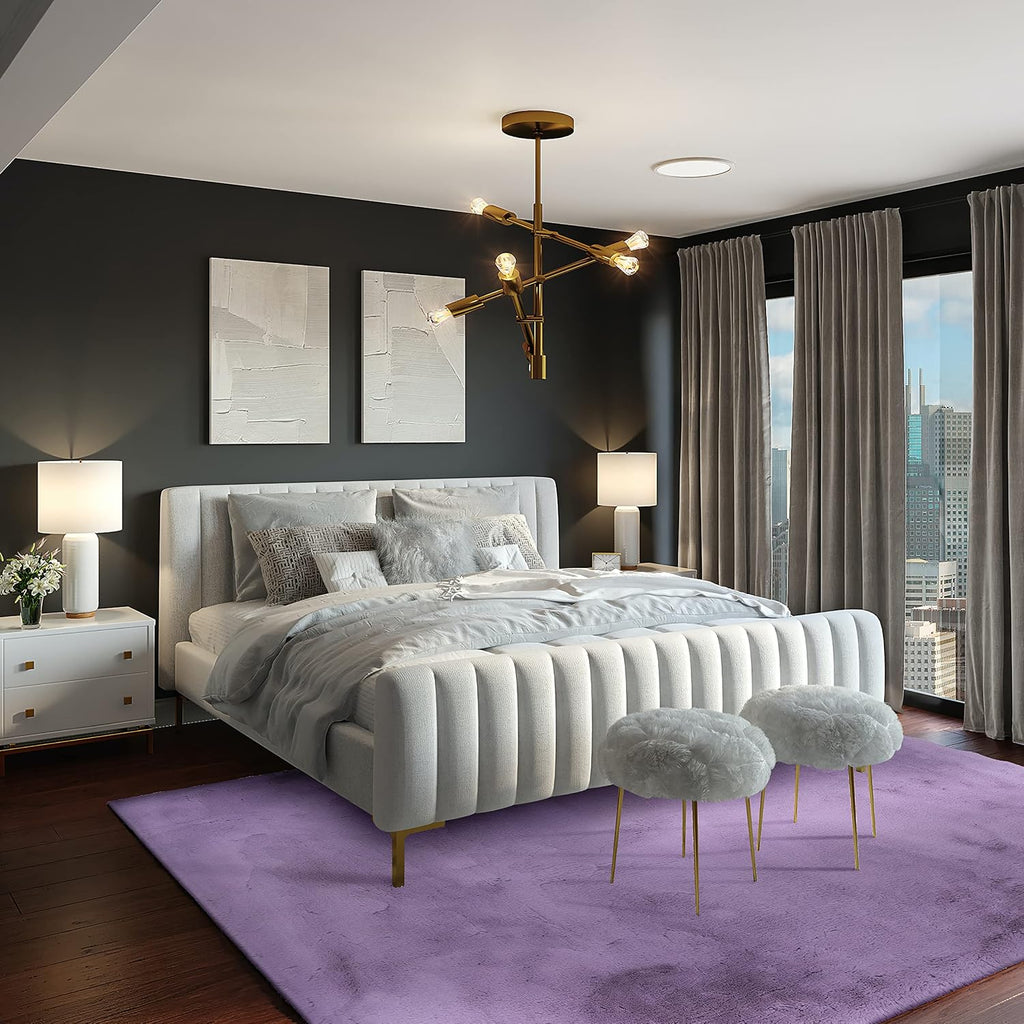 Haven Lux Soft Faux Rabbit Lavender Solid Colored Area Rug