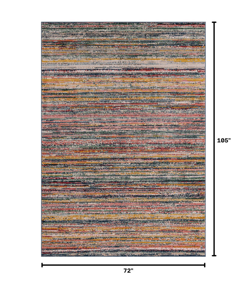 Gemstone Rug - 6' 2 Multi Easy-Clean Area Rug - Modern Textured Stripe Design, Perfect, and Home Office