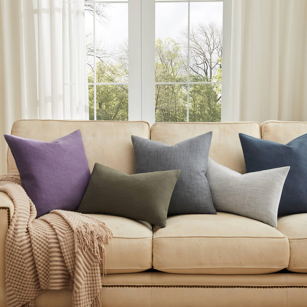 Rustic Linen Throw Pillow Covers Set of 2, Navy 24x24in
