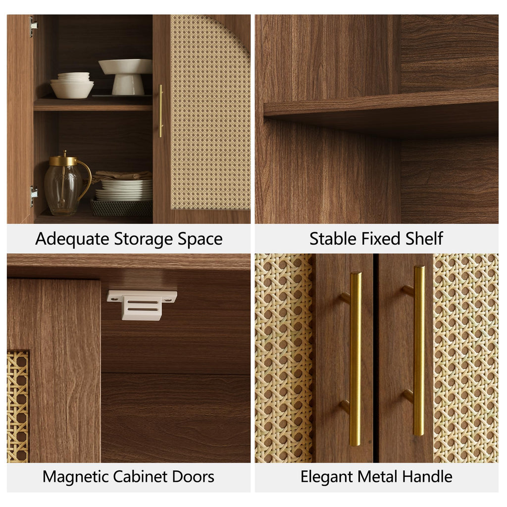 63.8" Sideboard Buffet Cabinet with Storage, Natural Walnut