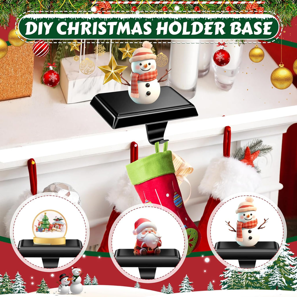 5 Pcs Black Christmas Metal Stocking Holders for Mantle, Heavy Duty Stocking Hangers Stocking Hook Xmas Ornaments for
