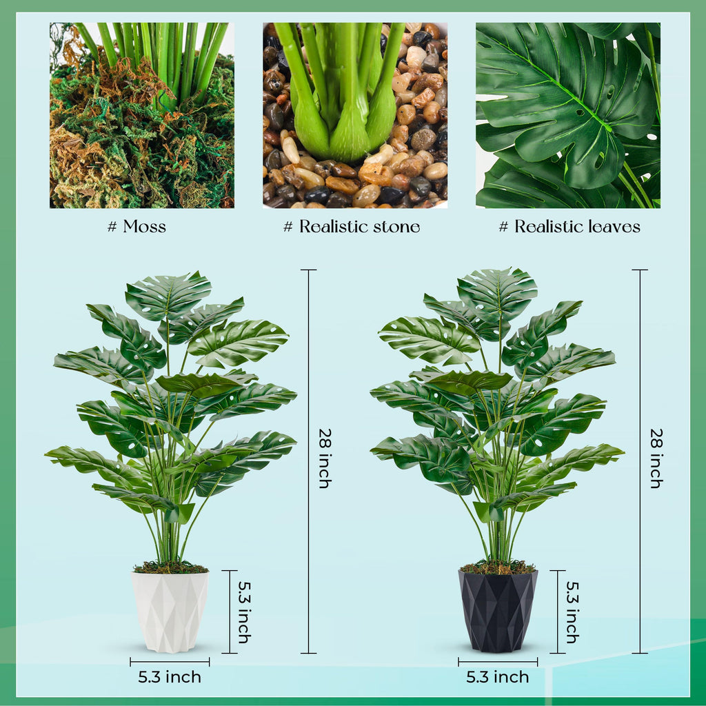 2 Pack 28" Tall Fake Plants, Monstera Plants Decor