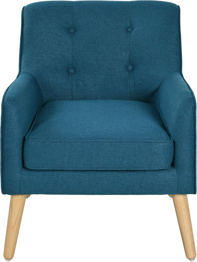 Felicity Mid-Century Modern Fabric Upholstered Accent Chair, Wooden Living Room Club Chair, Bedroom Comfy Reading