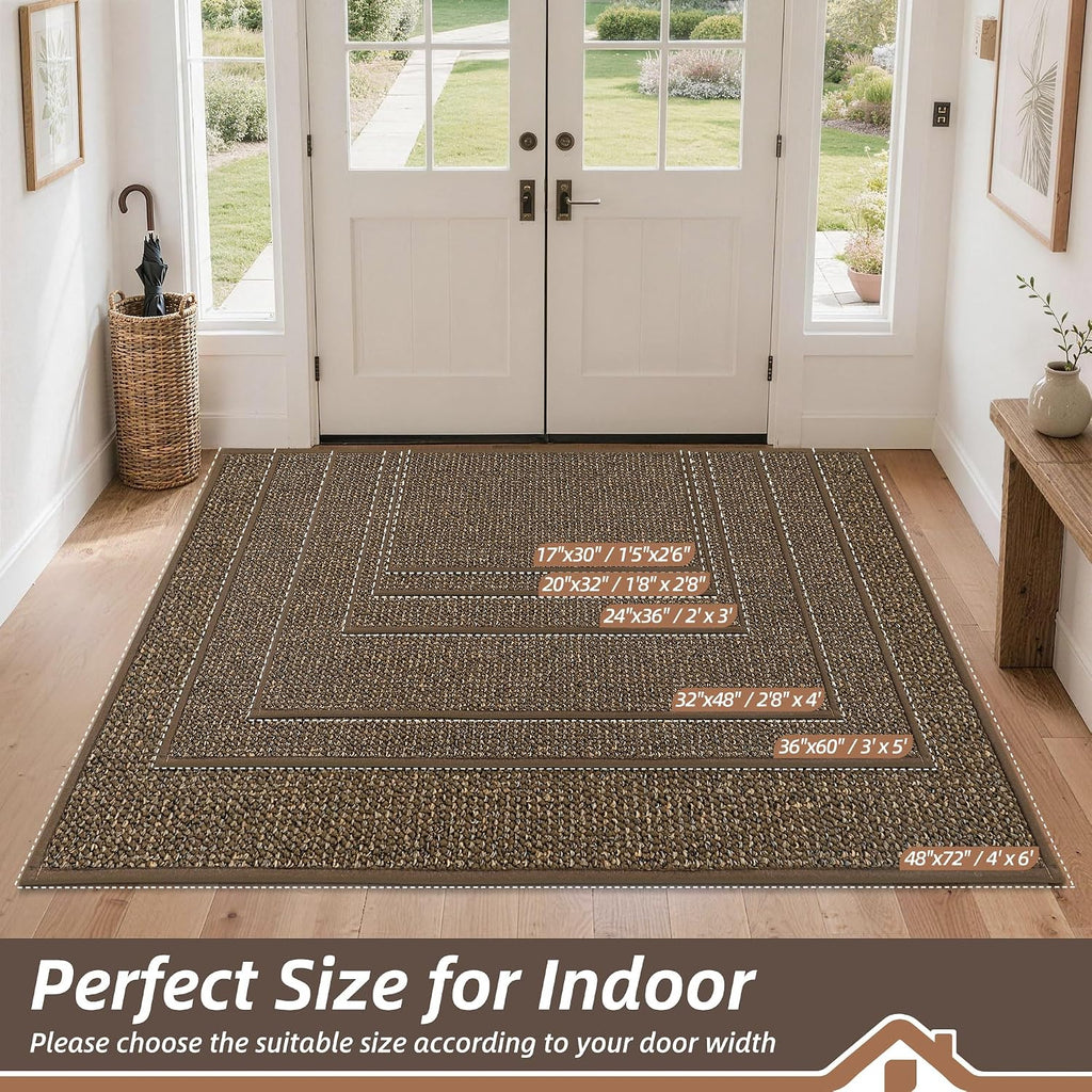 Dirt Trapper Door Mat 24" x 36", Non-Slip Washable Doormats, Brown | Entrance Mat Dirt Resistant and Absorbent