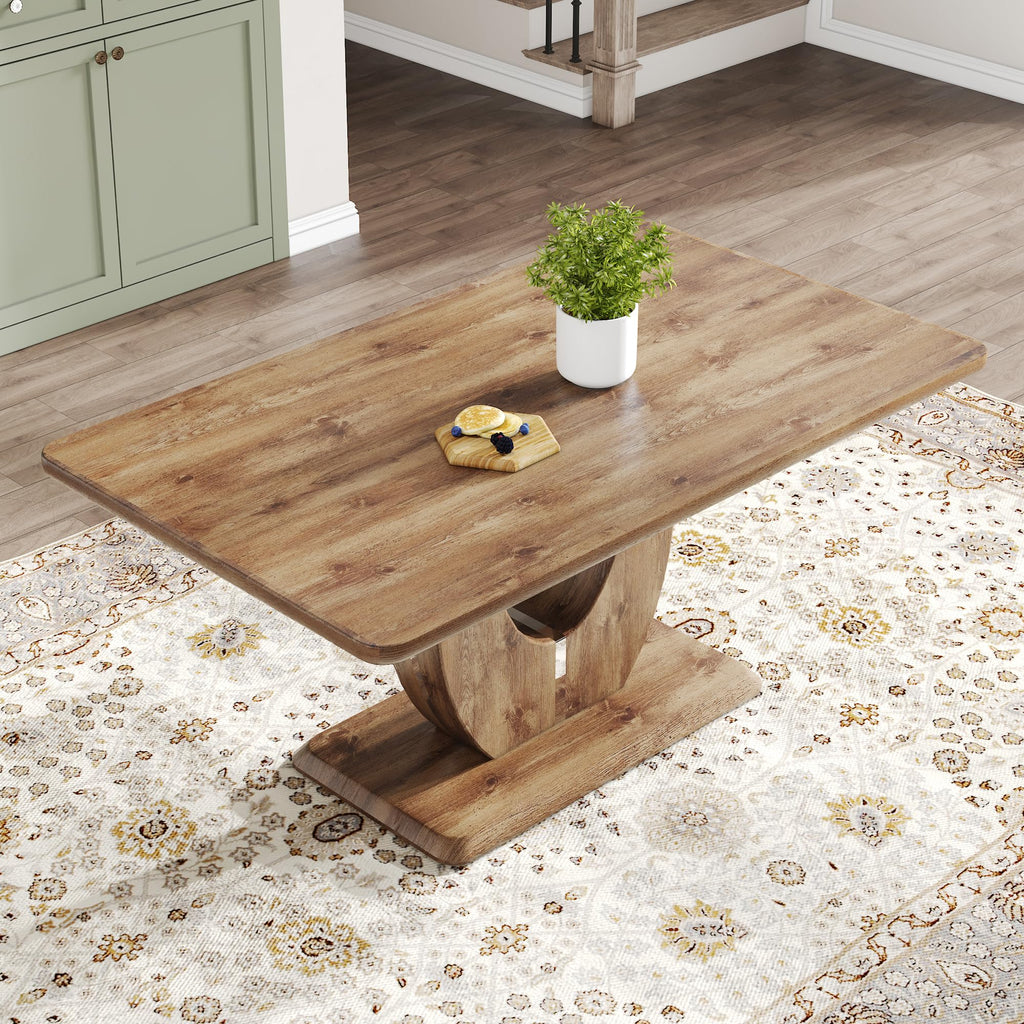 Inspired Saarinen Style 63" Faux Marble Dining Table, Modern Rectangular Kitchen Table with 1.65'' Thick MDF Tabletop, Rounded Corners