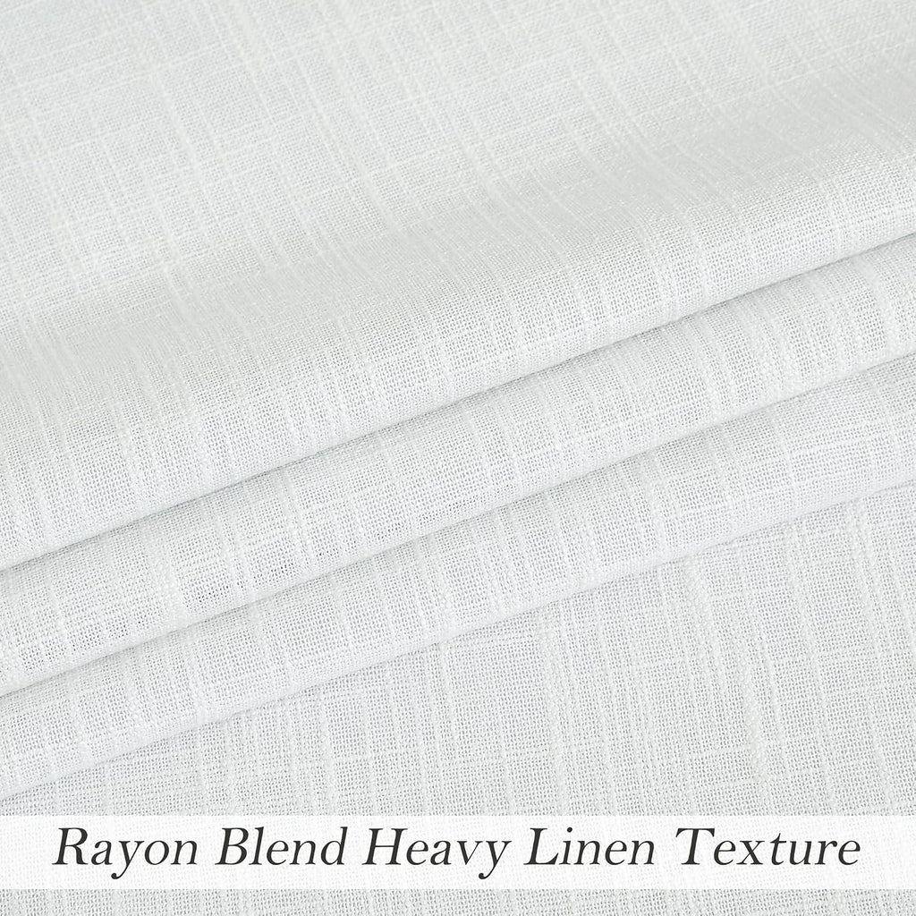 Full Blackout Window Curtains - Noise Reducing, Thermal Insulated, Heavy Linen Texture, 8 Grommets, Cream White, 50"
