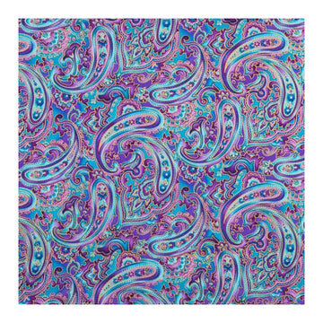 Blue Paisley Cotton Calico Fabric, 1 Yard