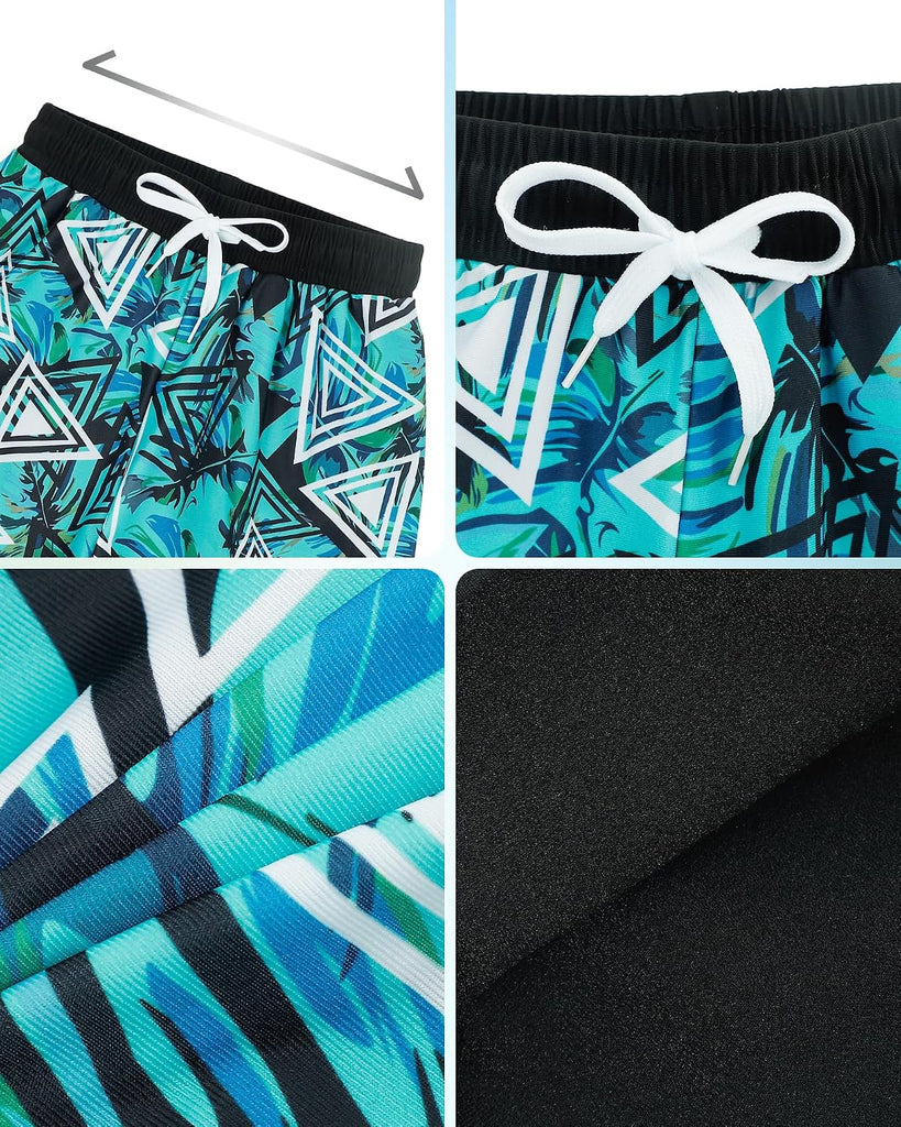 Boys Short Sleeve Rash Guard with Compression Liner Swim Trunks Quick Dry 2 Pieces Sun Shirt Swimwear Set