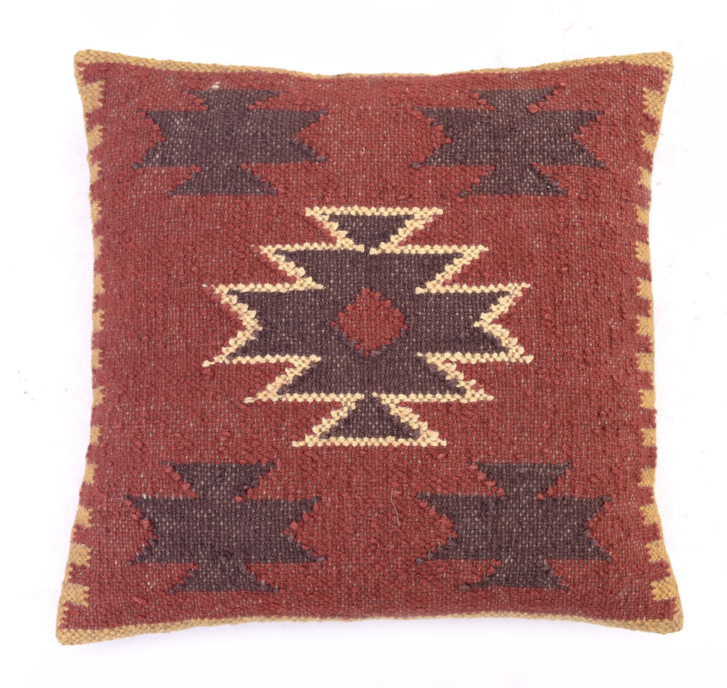 4 PCS Set of Hand Woven Jute Kilim Cushion Cover Indian Vintage Pillows 18X18 Rug Boho Shams (Pattern 2)