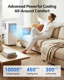 10,000 BTU Portable Air Conditioner - Cools Up to 450 Sq. Ft., 5-in-1 Portable AC Unit for Rooms with Remote Control
