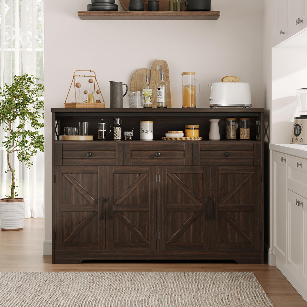 51" Buffet Sideboard Cabinet, Farmhouse Storage Cabinet, Coffee