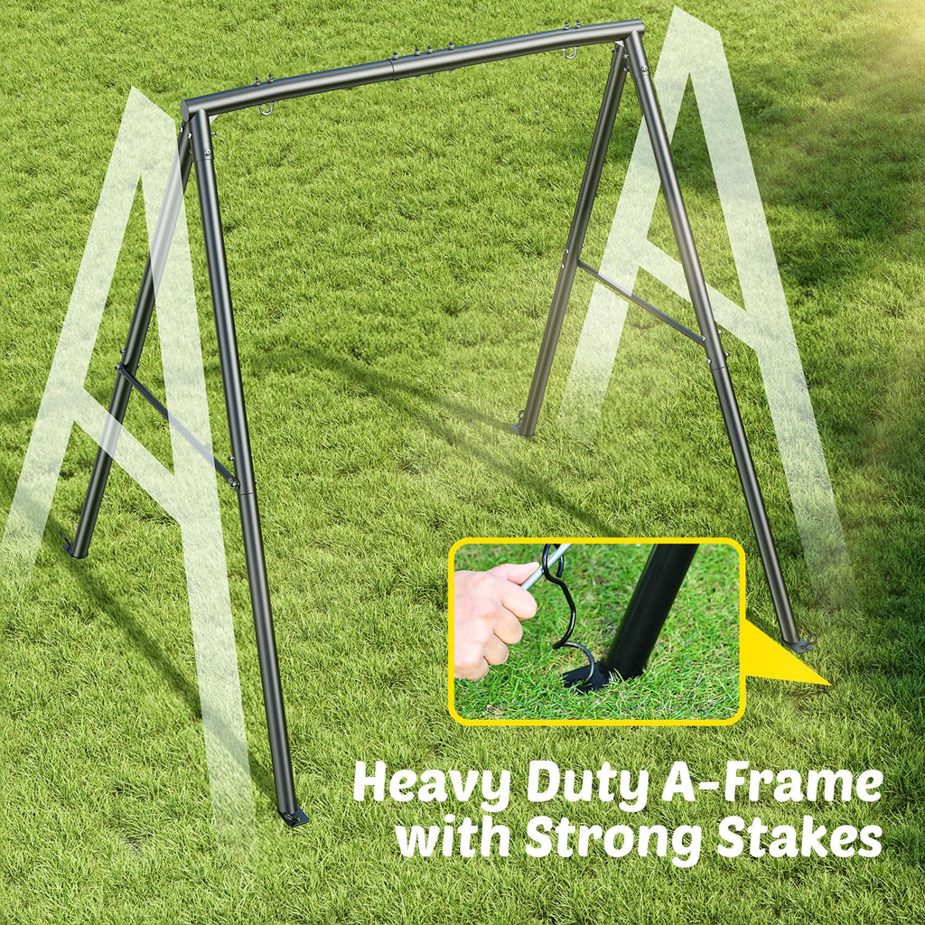 60" Platform Saucer Swing with Stand, Heavy Duty A-Frame