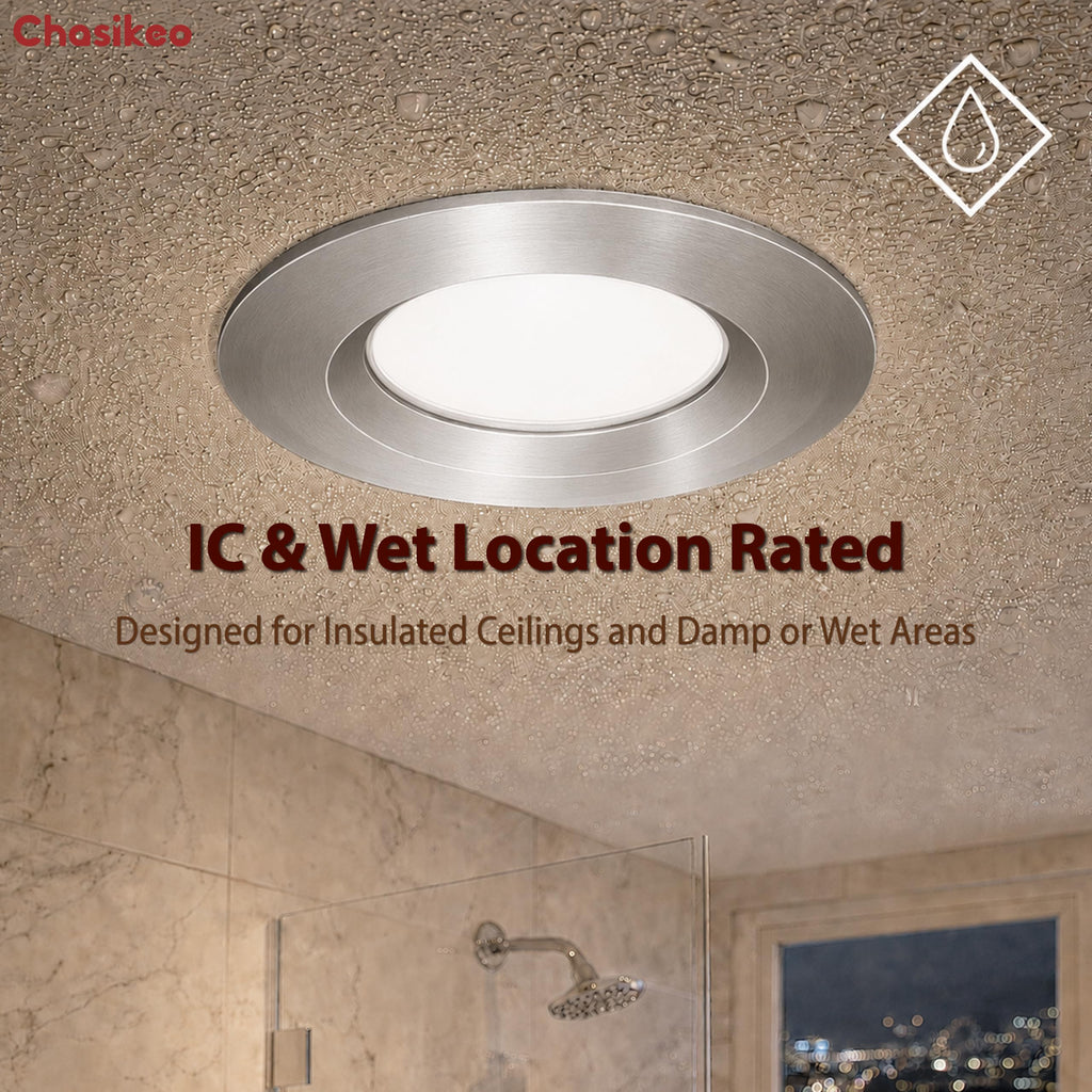 4 Pack 6 Inch Metal LED Recessed Lighting, Brushed Nickel LED Can Lights