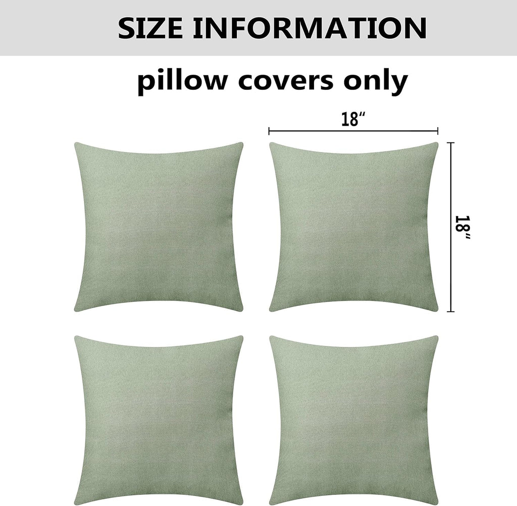Outdoor Pillows Covers Waterproof Sage Pillow Covers, 18x18 inch, Sage Green Grey