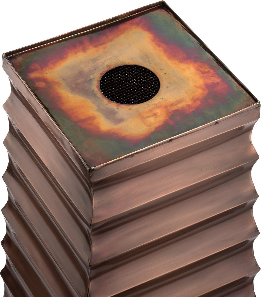 Planter - 36" Tall Antique Copper Finish - Drainage Hole | Outdoor Indoor Garden Pot, Metal Front Entryway Flower