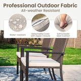 Outdoor Wicker Chairs Set of 2, Rattan Covered Metal Armchairs with Removable Cushion