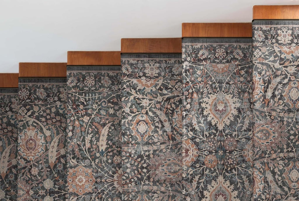 25 ft Hallway & Stair Runner Rug, Charcoal Grey Oriental, 2'3" x 24'9" Low Pile Flat Weave Long Runner