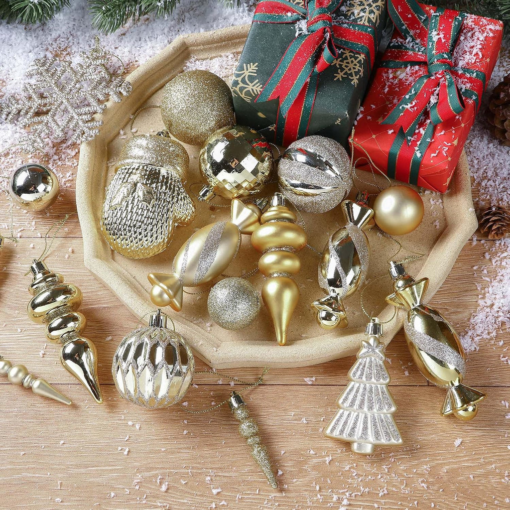 80pcs Christmas Balls Ornaments Set, Shatterproof Plastic Baubles Christmas Pendant for Xmas Tree, Holiday Wedding