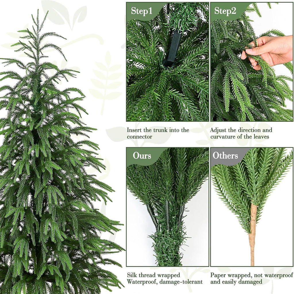 Artificial Norfolk Pine Tree, 4 ft Realistic Christmas Tree, Fake Potted Plants for Front Porch Outdoor Indoor Garden