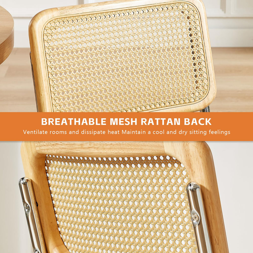 Rattan Dining Chairs Set of 2, Velvet Cesca Chair Kitchen Chair, Beige