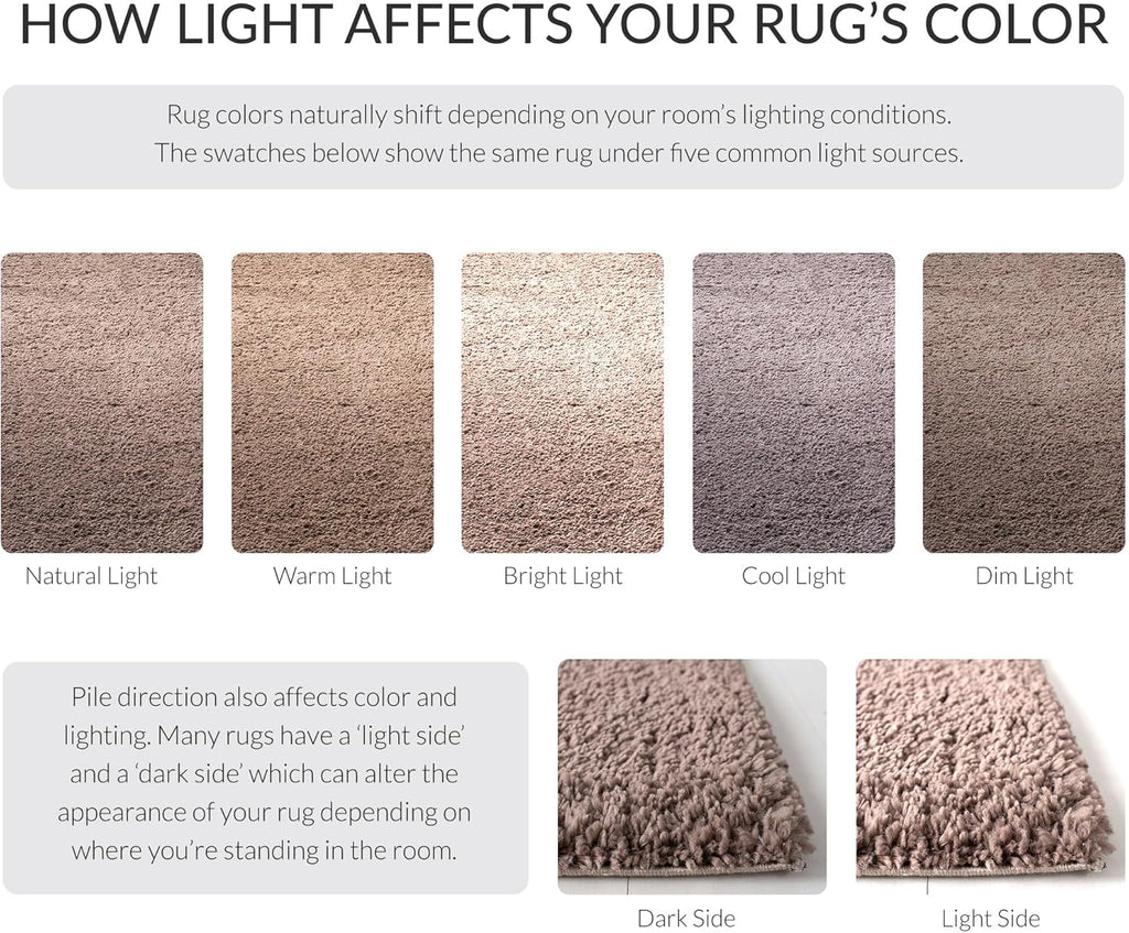 August Shag Area Rug - 10' x 14', Taupe, Solid Design, Non-Shedding & Easy Care, 1.2-inch Thick