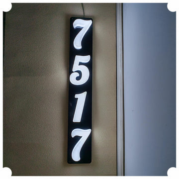 Custom Solar House Numbers Lighted Address Signs LED House Number Light Vertical Horizontal Street Address Plaque for