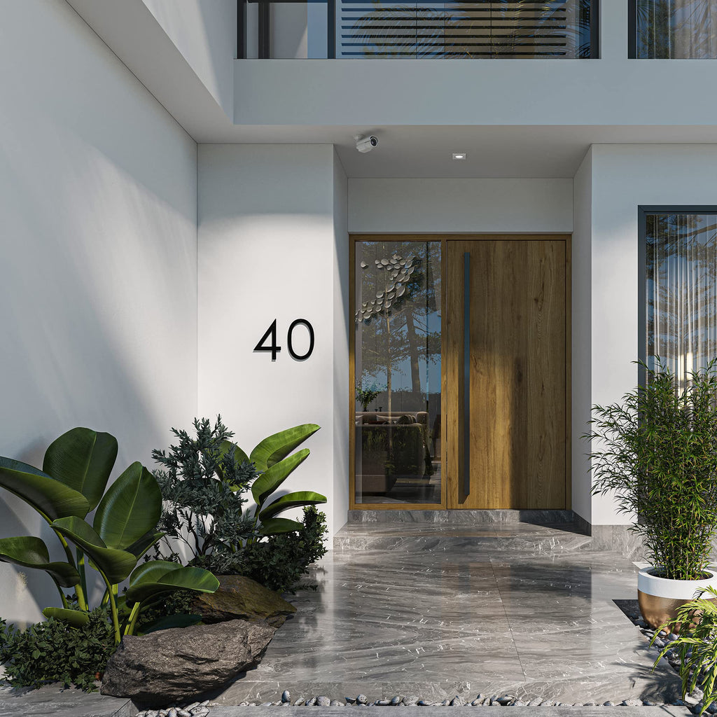 12 Inch Modern Floating House Numbers for Outside | Large Metal House Numbers for Outdoors | Black Coated Rust-Proof