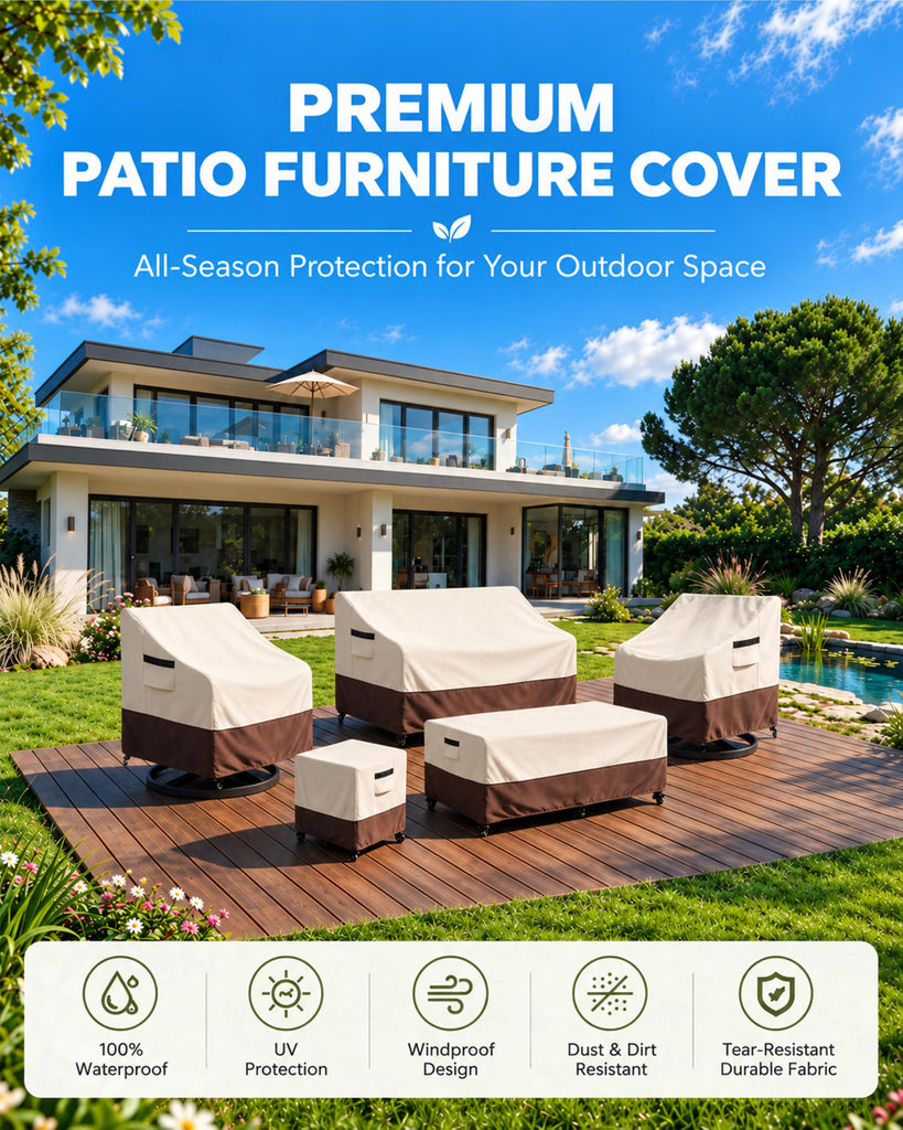 79" Patio Sofa Cover, 600D Waterproof Outdoor Couch Cover, Brown