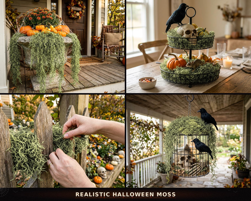 Fake Spanish Moss 6 Pack, Halloween Hanging Moss Decor