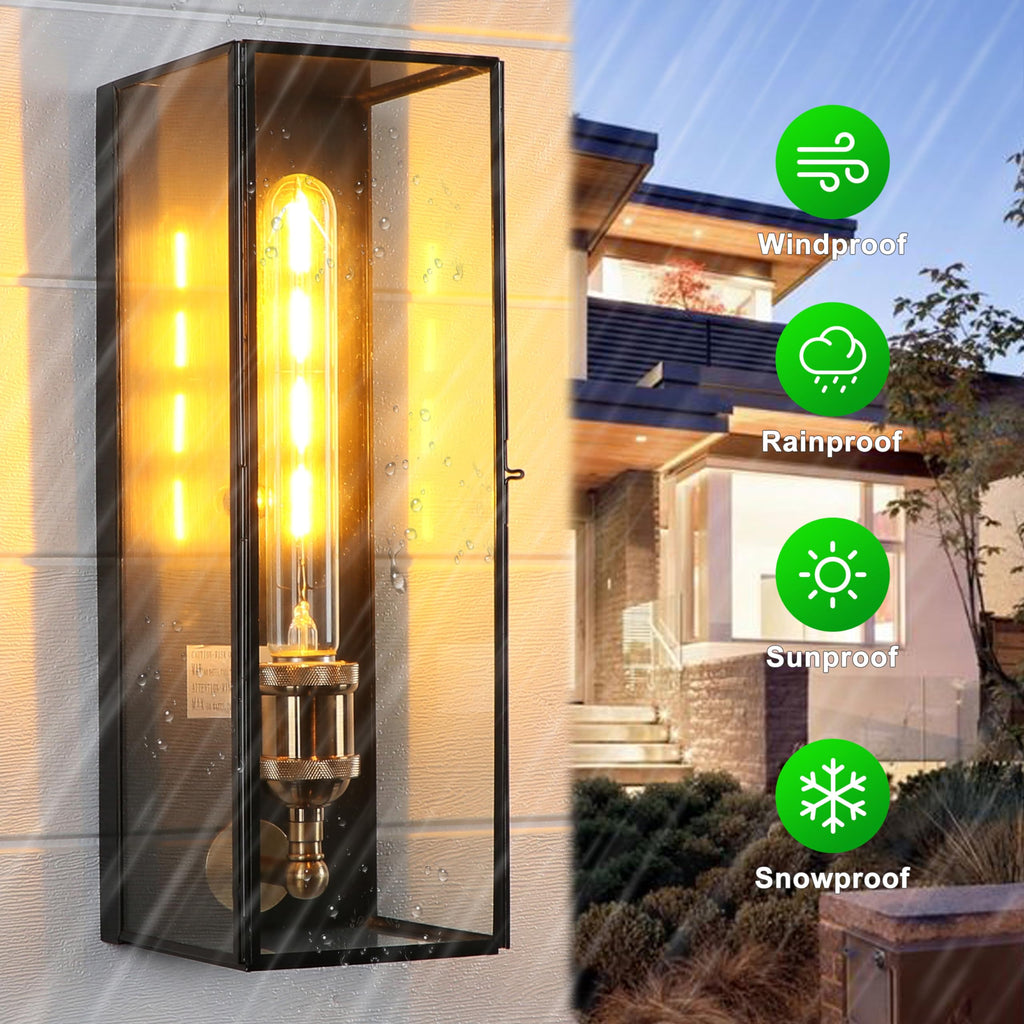 Outdoor Wall Lanterns Set of Two, Solid Brass Waterproof Exterior Light Fixtures, Front Porch Lights Outside Sconces