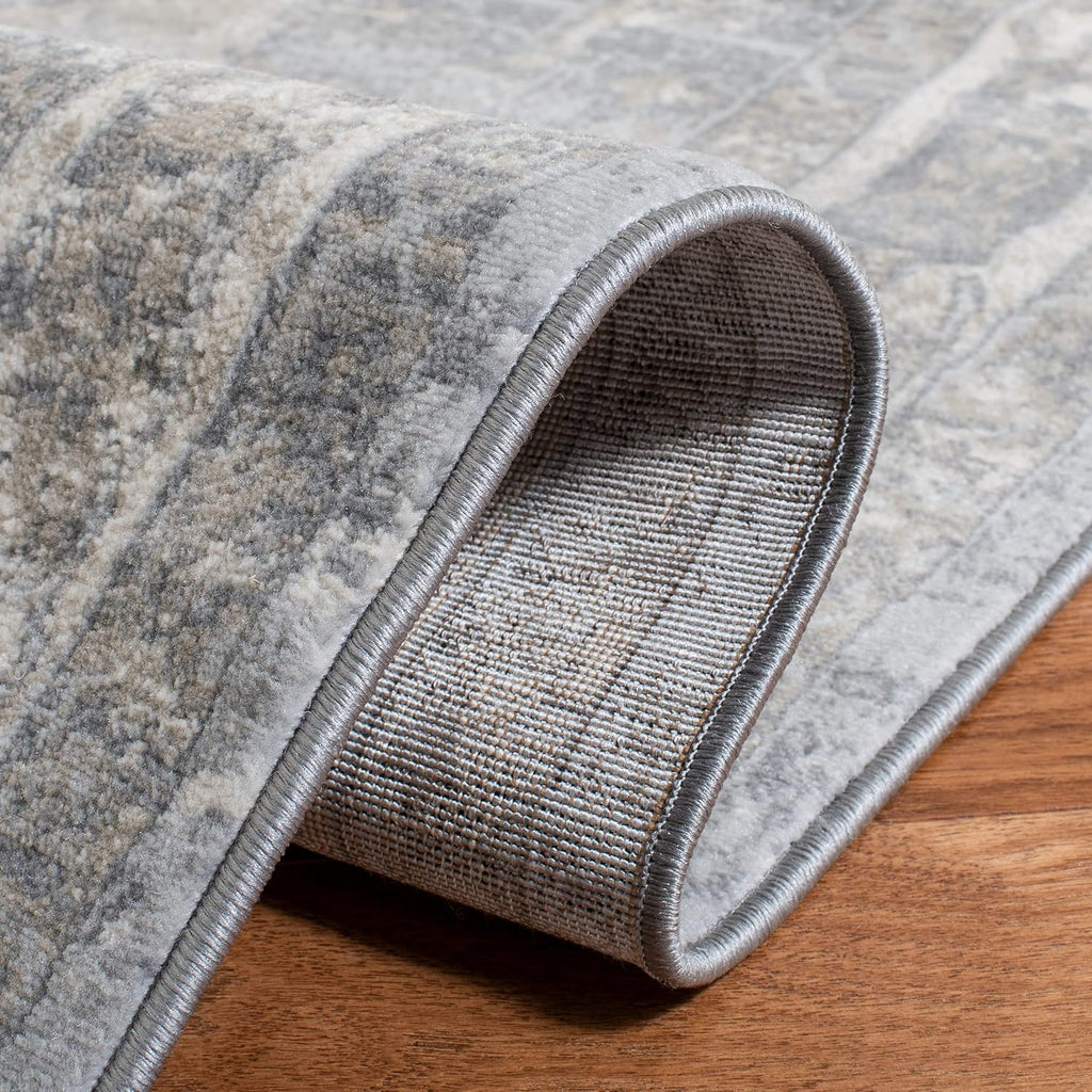 Brentwood Collection Area Rug - 5'3" x 7'6", Grey & Beige, Medallion Distressed Design, Non-Shedding & Easy Care