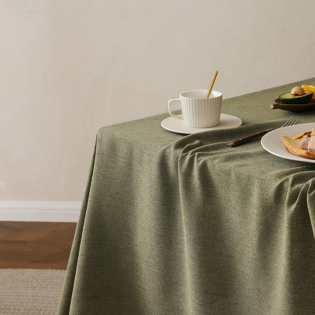 Tassel Linen Round Table Cloth, Olive 60 Inch