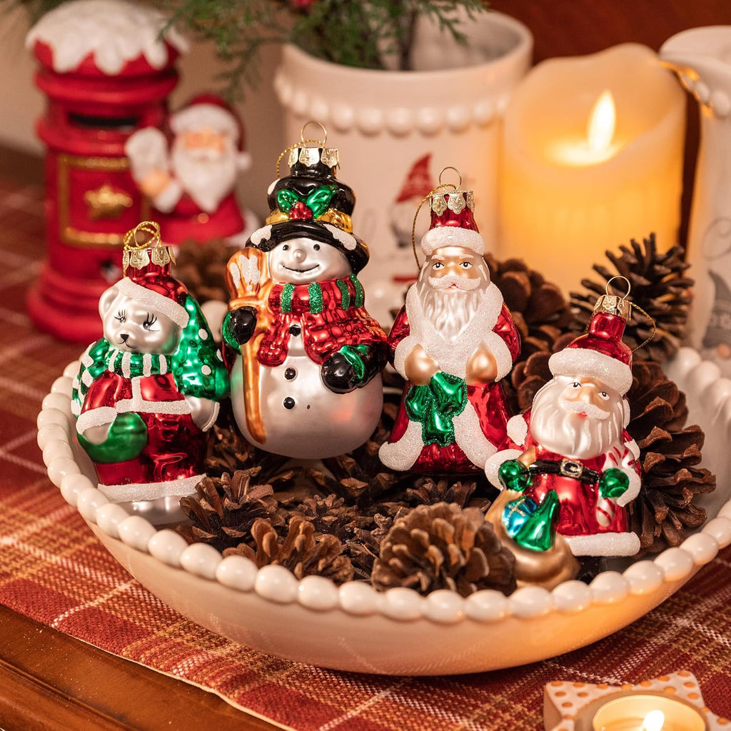 4ct Christmas Glass Ornaments Tree Decorations Set