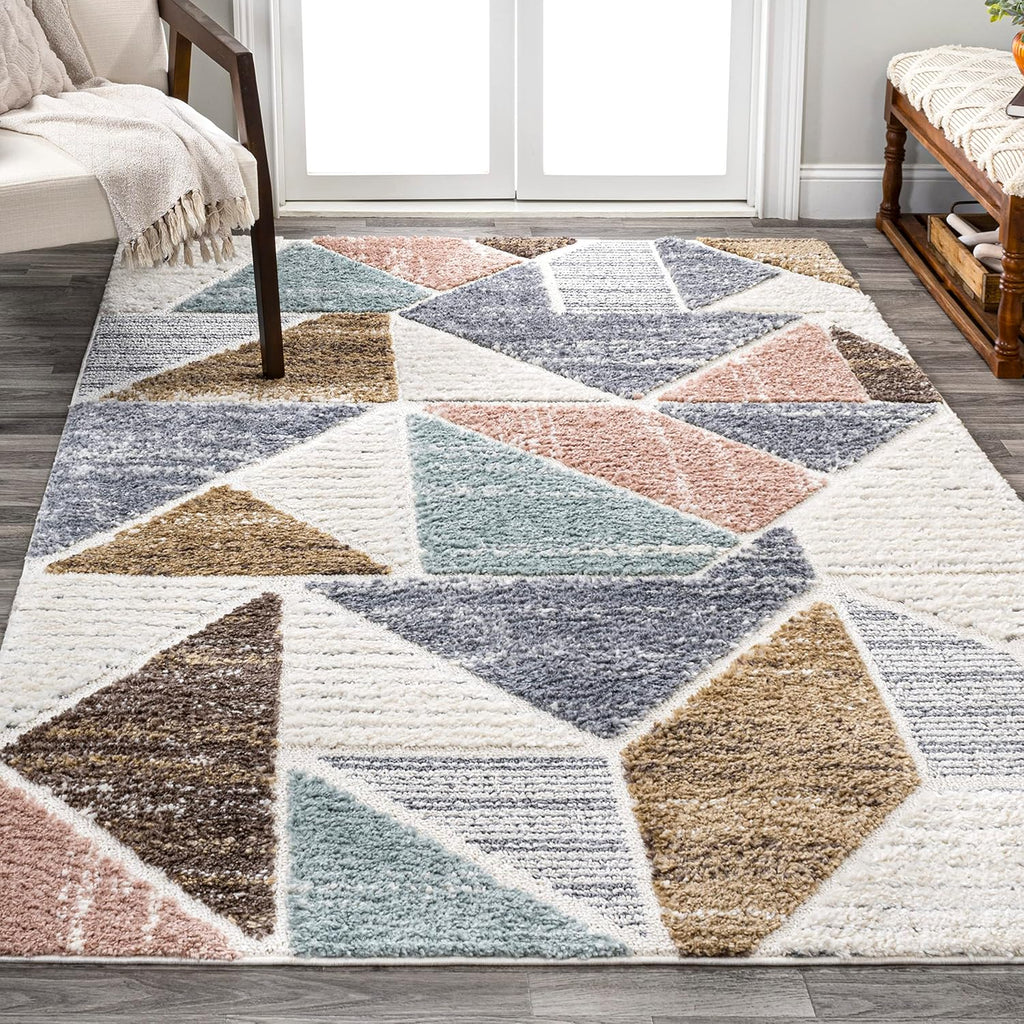 Scandi Colorblock High-Low Area Rug 3X5 Multi, Modern Indoor Rug
